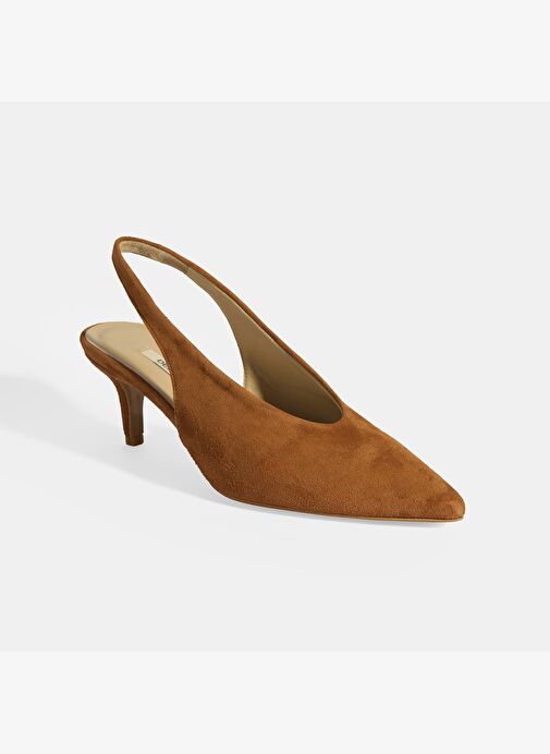 Taba Kadın Süet Slingback Topuklu Ayakkabı - Görsel 6