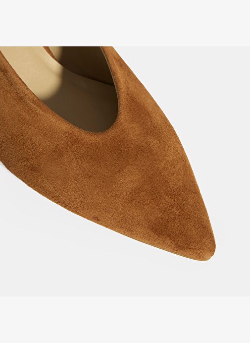 Taba Kadın Süet Slingback Topuklu Ayakkabı - Görsel 7
