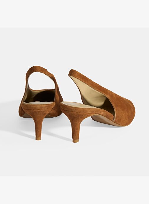 Taba Kadın Süet Slingback Topuklu Ayakkabı - Görsel 9