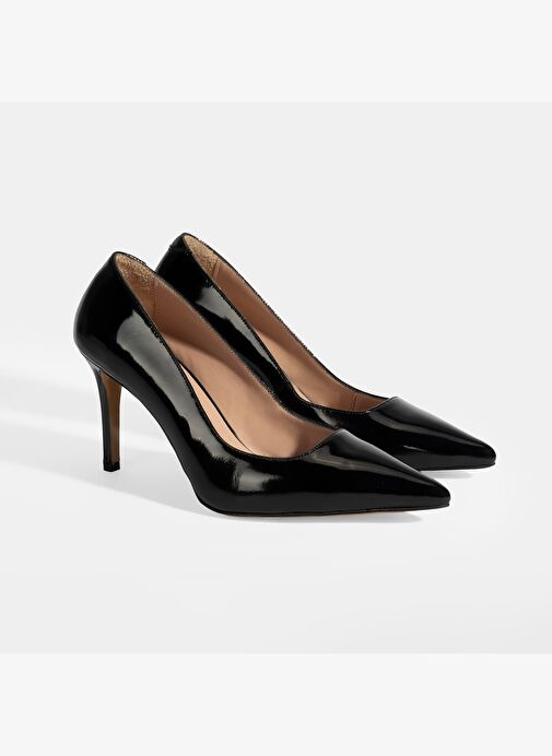 Kadın Siyah Rugan Topuklu Ayakkabı - Görsel 2