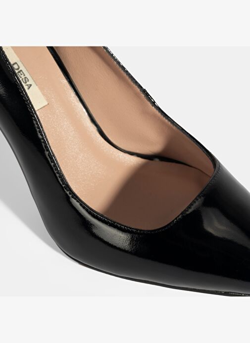 Kadın Siyah Rugan Topuklu Ayakkabı - Görsel 7