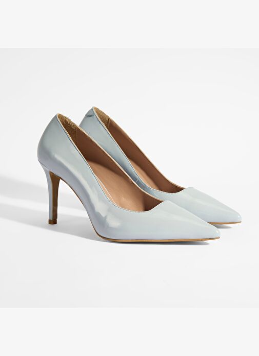 Kadın Mavi Rugan Topuklu Ayakkabı - Görsel 3