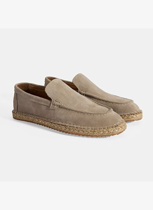 Erkek Bej Slip-On Süet Espadril - Görsel 3