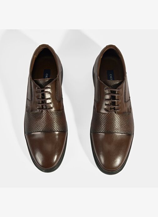 Kahve Erkek Bağcıklı Deri Klasik Ayakkabı - Görsel 8