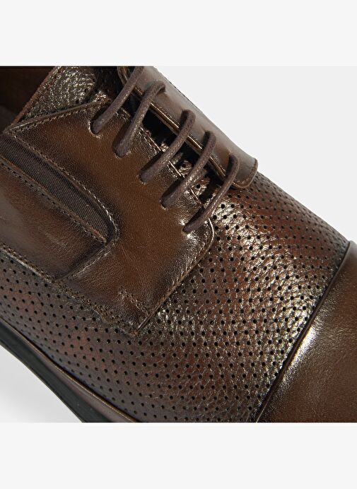 Kahve Erkek Bağcıklı Deri Klasik Ayakkabı - Görsel 9