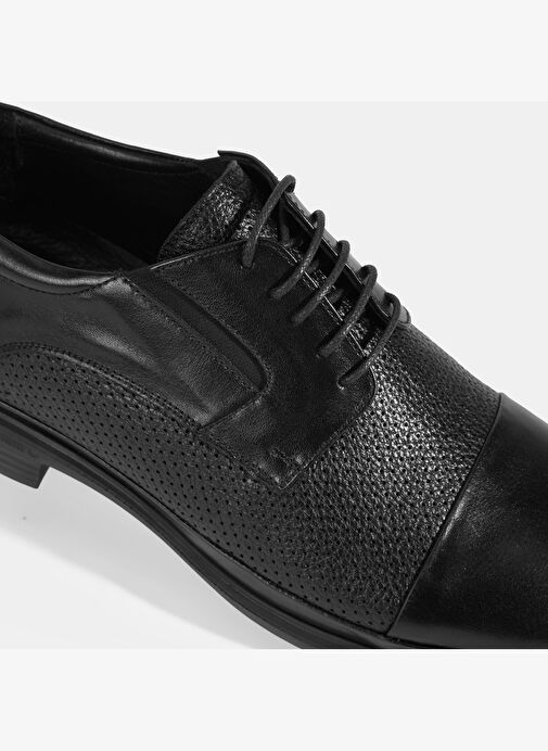 Siyah Erkek Bağcıklı Deri Klasik Ayakkabı - Görsel 7
