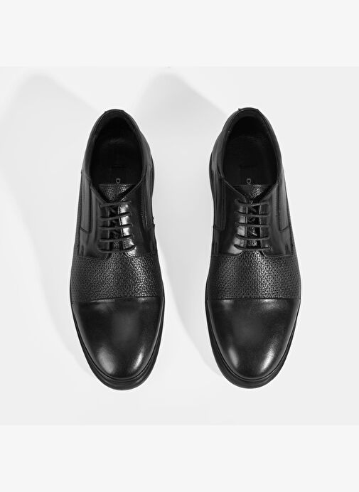 Siyah Erkek Bağcıklı Deri Klasik Ayakkabı - Görsel 8