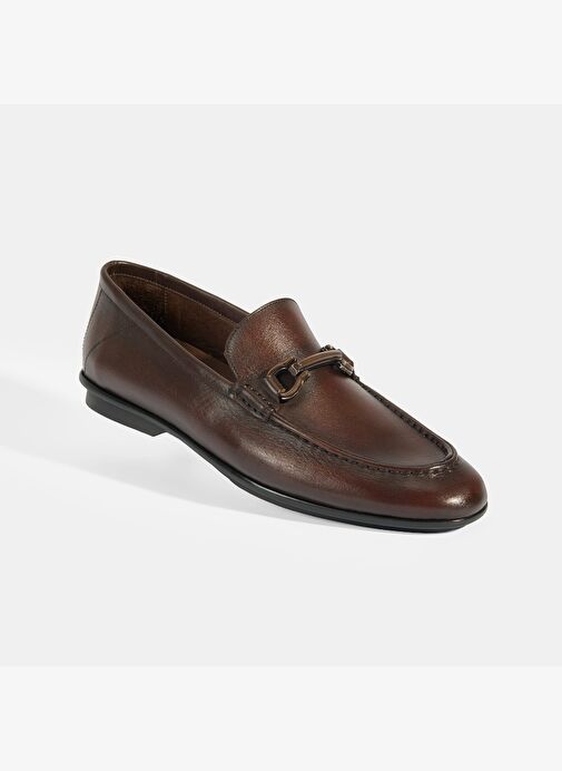Erkek Kahve Slip-On Deri Loafer - Görsel 6
