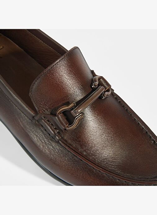 Erkek Kahve Slip-On Deri Loafer - Görsel 7