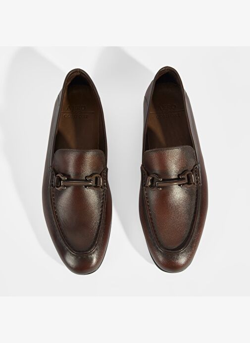 Erkek Kahve Slip-On Deri Loafer - Görsel 8