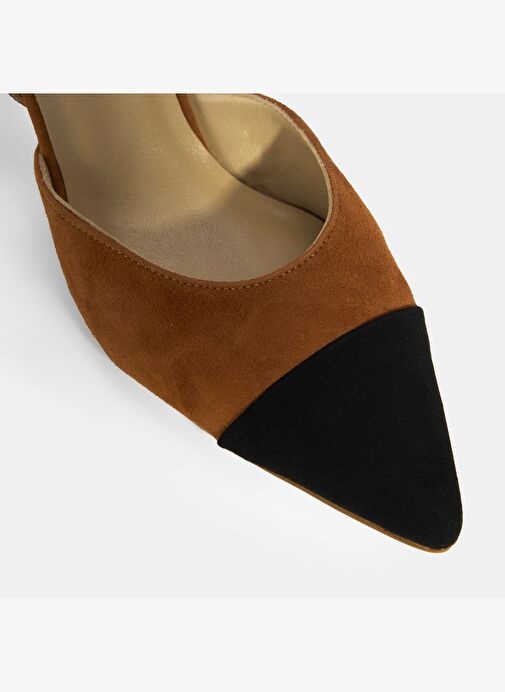Kadın Taba Slingback Süet Topuklu Ayakkabı - Görsel 6