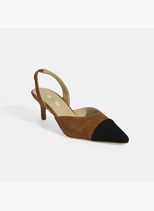 Kadın Taba Slingback Süet Topuklu Ayakkabı - Görsel 7