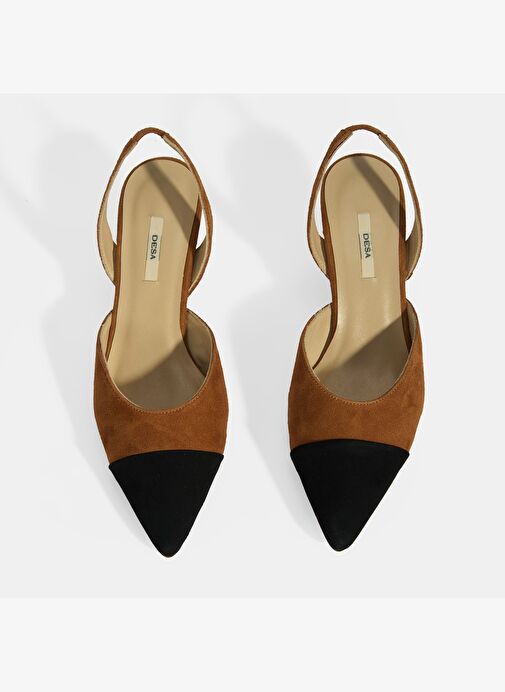 Kadın Taba Slingback Süet Topuklu Ayakkabı - Görsel 8