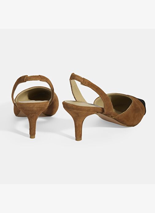 Kadın Taba Slingback Süet Topuklu Ayakkabı - Görsel 9