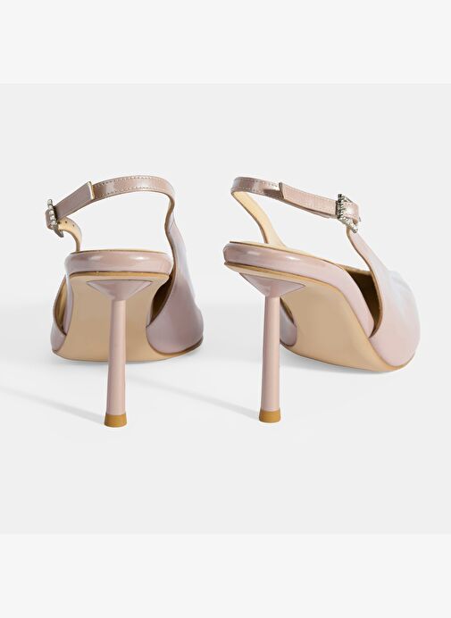 Kadın Ten Ayarlanabilir Taşlı Toka Detaylı Rugan Topuklu Ayakkabı - Görsel 8