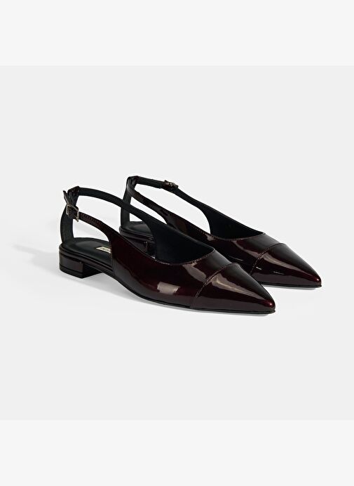 Kadın Bordo Ayarlanabilir Tokalı Rugan Babet - Görsel 3