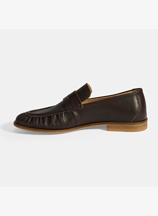 Kadın Kahve Slip-On Deri Loafer - Görsel 4