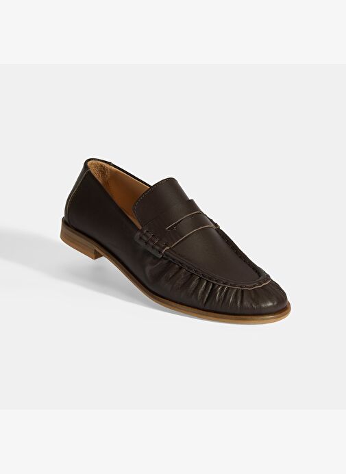 Kadın Kahve Slip-On Deri Loafer - Görsel 6