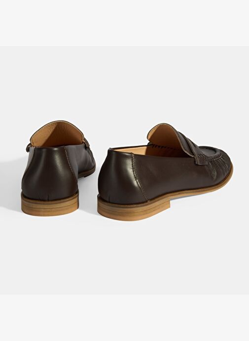 Kadın Kahve Slip-On Deri Loafer - Görsel 7
