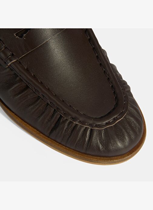Kadın Kahve Slip-On Deri Loafer - Görsel 9