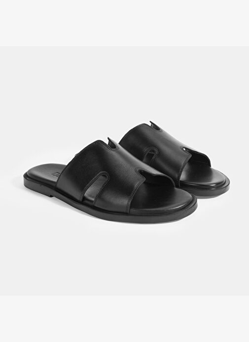 Erkek Siyah Deri Terlik - Görsel 3