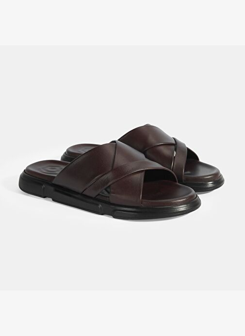 Erkek Kahve Deri Terlik - Görsel 3