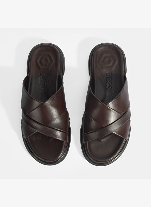 Erkek Kahve Deri Terlik - Görsel 7