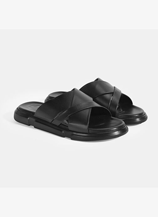 Erkek Siyah Deri Terlik - Görsel 3