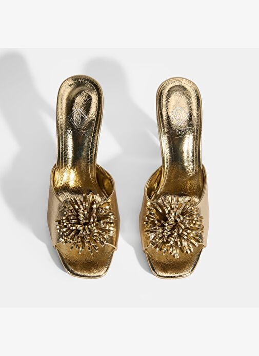 Desa Desa Glowen Gold Aksesuar Detaylı Kadın Topuklu Terlik Sandalet & Terlik | Boyner Gold - 9. görsel