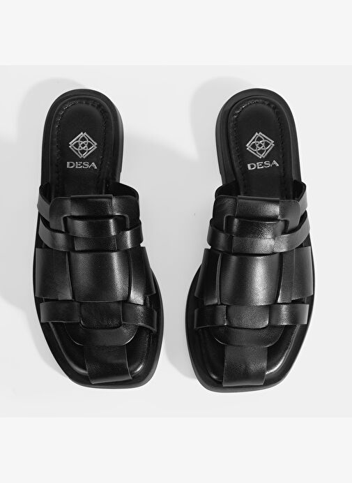 Kadın Siyah Deri Terlik - Görsel 7