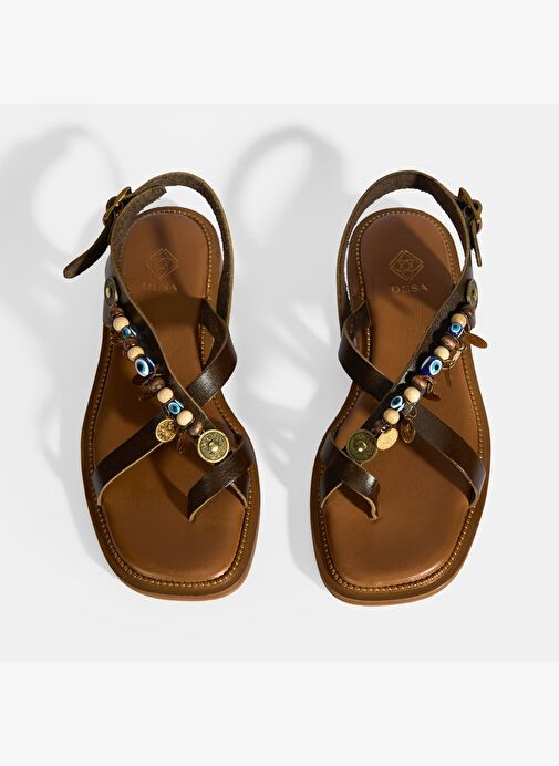 Desa Desa Kahverengi Kahve Kadın Toka Detaylı Aksesuarlı Deri Sandalet Boyner'de! Kahverengi - 9. görsel