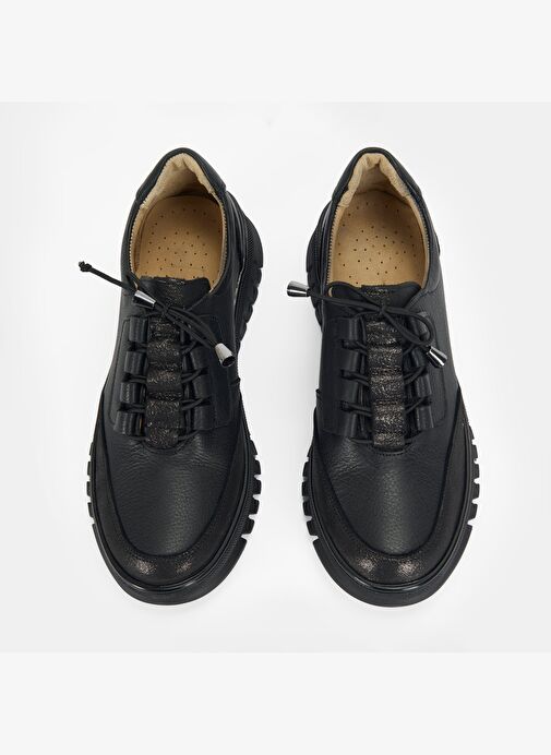 Kadın Siyah DesaComfort Deri Bağcıklı Günlük Ayakkabı - Görsel 7