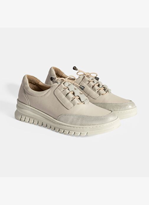 Kadın Beyaz DesaComfort Deri Bağcıklı Günlük Ayakkabı - Görsel 2