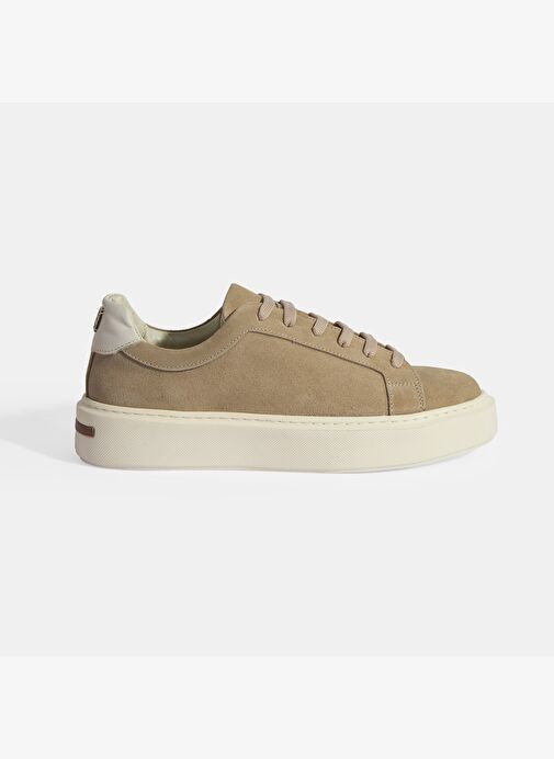 Kadın Bej Bağcıklı Süet Sneaker - Görsel 3