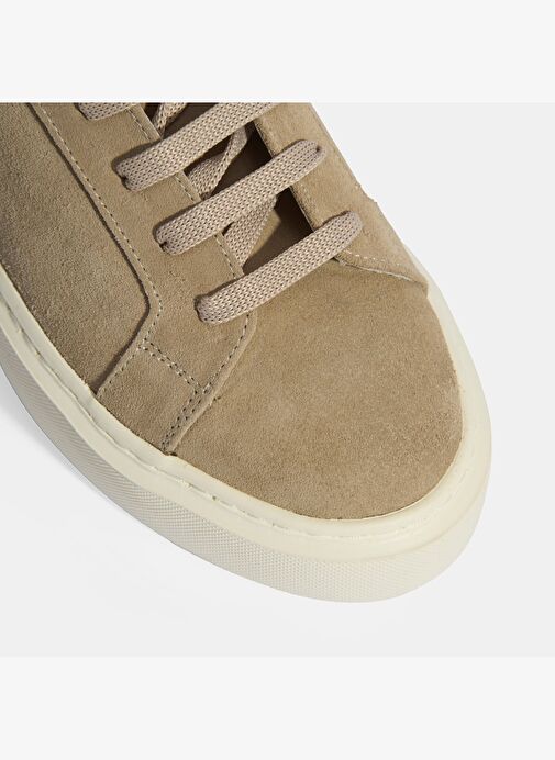 Kadın Bej Bağcıklı Süet Sneaker - Görsel 9
