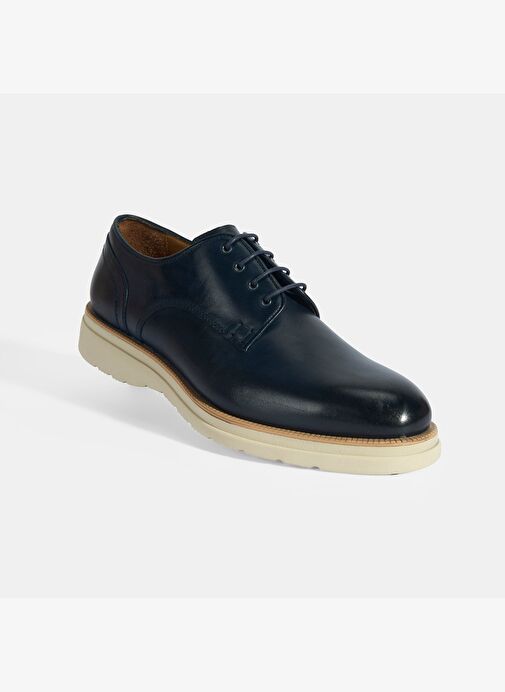 Erkek Lacivert Bağcıklı Deri Günlük Ayakkabı - Görsel 7