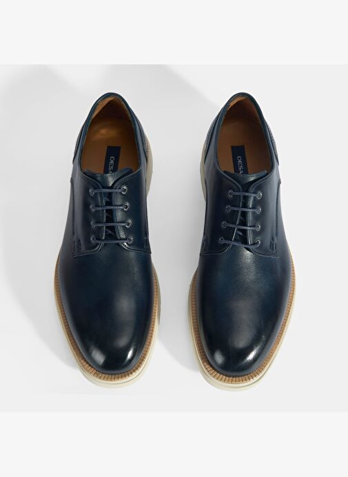 Erkek Lacivert Bağcıklı Deri Günlük Ayakkabı - Görsel 8