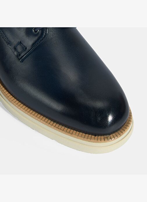 Erkek Lacivert Bağcıklı Deri Günlük Ayakkabı - Görsel 9