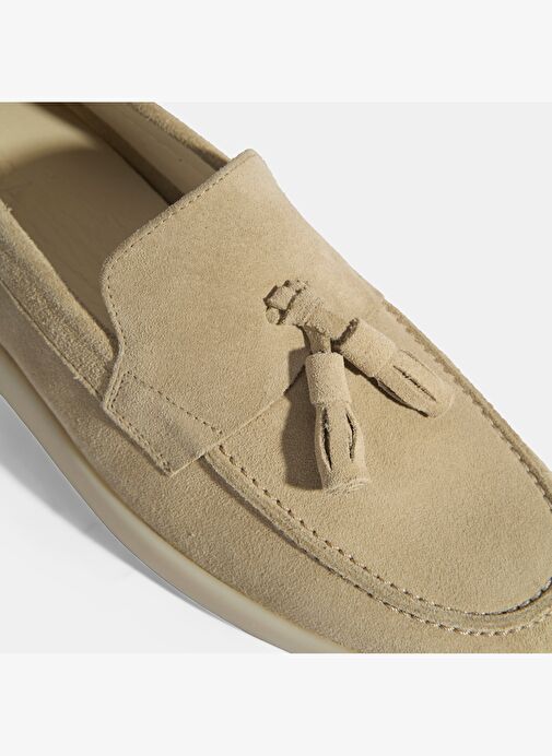 Bej Erkek Süet Püsküllü Loafer - Görsel 7