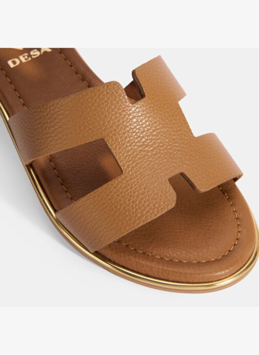 Kadın Kahve Ayarlanabilir Tokalı Deri Sandalet - Görsel 7