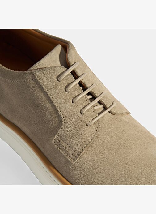 Bej Erkek Bağcıklı Süet Günlük Ayakkabı - Görsel 6