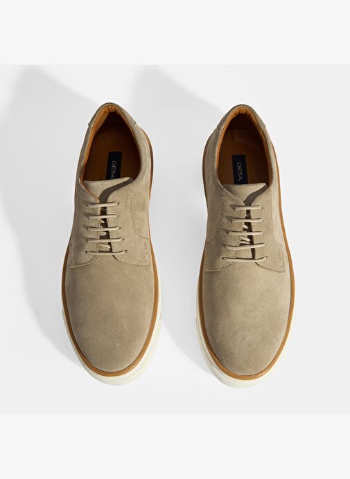 Bej Erkek Bağcıklı Süet Günlük Ayakkabı - Görsel 7