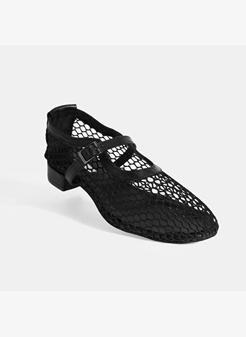 Kadın Siyah Ayarlanabilir Metal Tokalı File Babet - Görsel 6