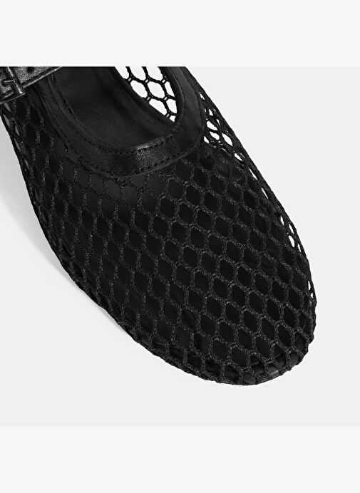 Kadın Siyah Ayarlanabilir Metal Tokalı File Babet - Görsel 7