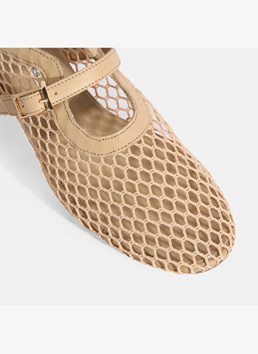 Kadın Ten Ayarlanabilir Metal Tokalı File Babet - Görsel 7