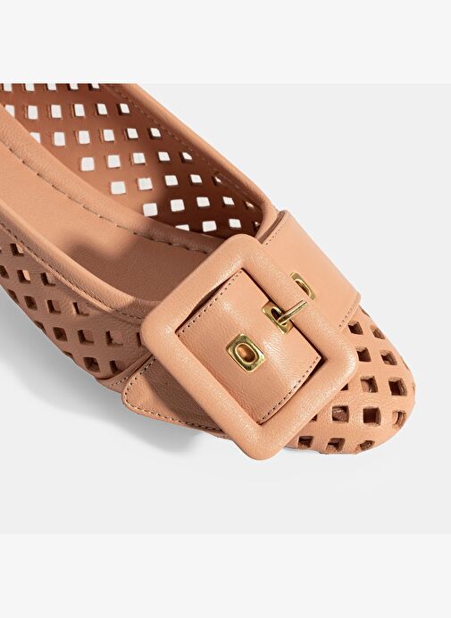 Desa Desa Kadın Pembe Toka Aksesuarlı Perforeli Deri Babet | Boyner Pembe - 7. görsel