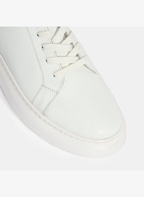 Erkek Beyaz Bağcıklı Deri Günlük Ayakkabı - Görsel 9