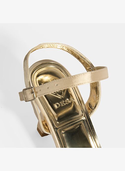 Kadın Gold Toka Detaylı Topuklu Abiye Sandalet - Görsel 7