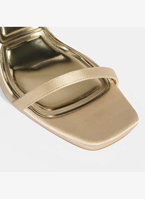 Kadın Gold Toka Detaylı Topuklu Abiye Sandalet - Görsel 8