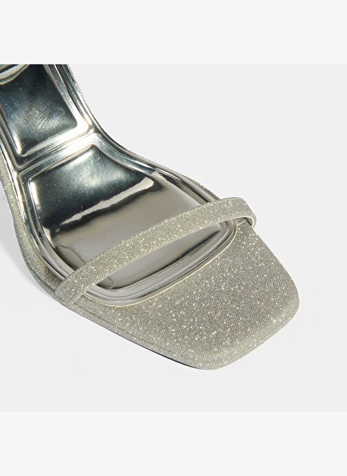 Kadın Gümüş Toka Detaylı Topuklu Abiye Sandalet - Görsel 7